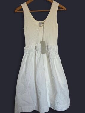 Joie White Ribbed Tank and Full Skirt Dress
